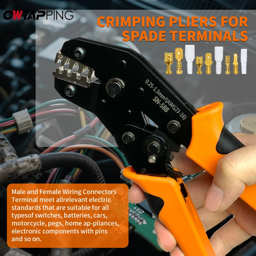 Ratcheting Terminal Crimping Multi-functional Plier Barrel Connectors with Spring Insertion Open Barrel Cimper Tool for Car Home
Ratcheting Terminal Crimping Multi-functional Plier Barrel Connectors with Spring Insertion Open Barrel Cimper Tool for Car Home