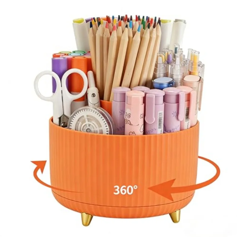Pen Holder For Desk With 5 Slots 360°Rotating Pencil Holder Makeup Organiezr Teacher Supplies Office decor orange
Pen Holder For Desk With 5 Slots 360°Rotating Pencil Holder Makeup Organiezr Teacher Supplies Office decor orange