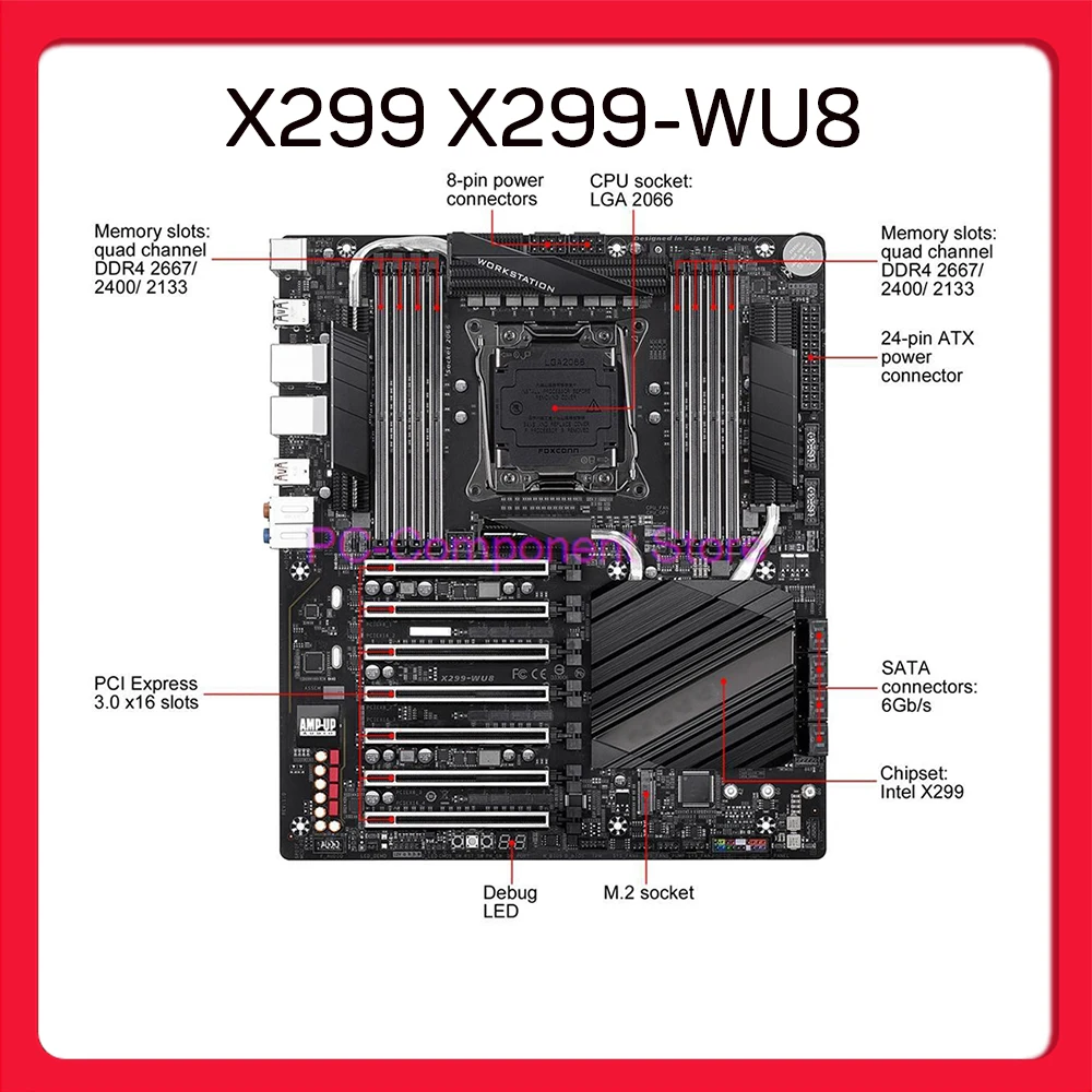 For Giga-byte Desktop Motherboard LGA2066 DDR4 256GB E-ATX PCI-E X16 3.0 X299 X299-WU8
For Giga-byte Desktop Motherboard LGA2066 DDR4 256GB E-ATX PCI-E X16 3.0 X299 X299-WU8