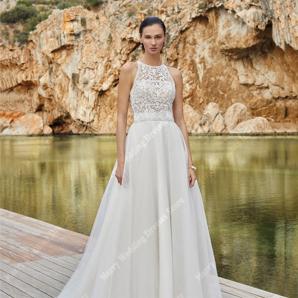 Halter Collar A-Line Wedding Dresses For Women Elegant Backless Bridal Gowns Engagement Banquet Vestidos Novias Boda Customized 
Halter Collar A-Line Wedding Dresses For Women Elegant Backless Bridal Gowns Engagement Banquet Vestidos Novias Boda Customized