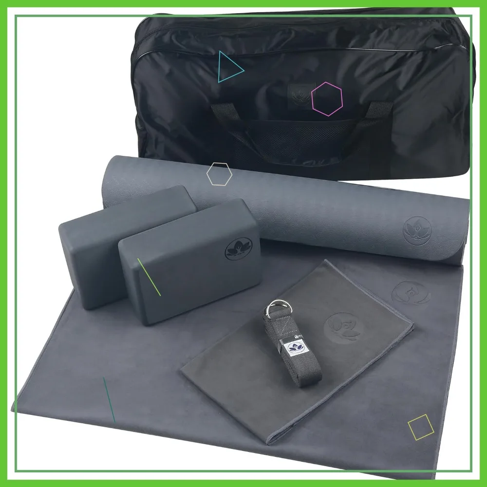 7 Piece Yoga Kit: Mat, Blocks, Strap, Towels & Bag for Home Workout
7 Piece Yoga Kit: Mat, Blocks, Strap, Towels & Bag for Home Workout