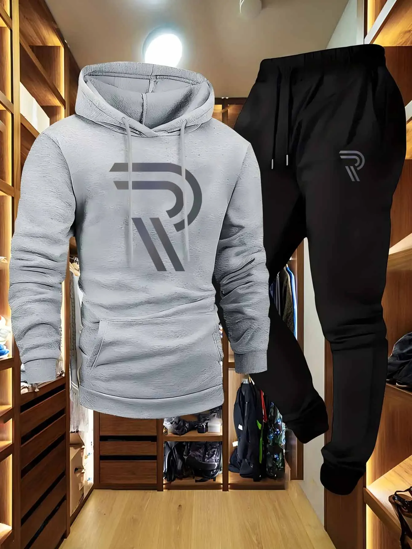 Men's Sporty Two-Piece Set Hoodie And Pants Gray Black Logo Non-Stretch Regular Fit with Pockets for Fall/Winter
Men's Sporty Two-Piece Set Hoodie And Pants Gray Black Logo Non-Stretch Regular Fit with Pockets for Fall/Winter