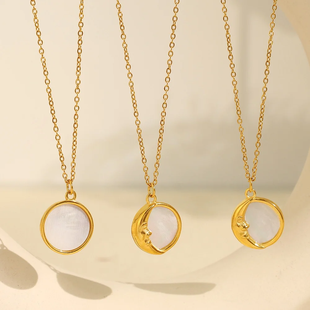 Anti-rust Ins Fashion Stainless Steel Moon Sun Necklace Natural White Shell Round Pendant Cheap Titanium Steel Modern Jewelry
Anti-rust Ins Fashion Stainless Steel Moon Sun Necklace Natural White Shell Round Pendant Cheap Titanium Steel Modern Jewelry