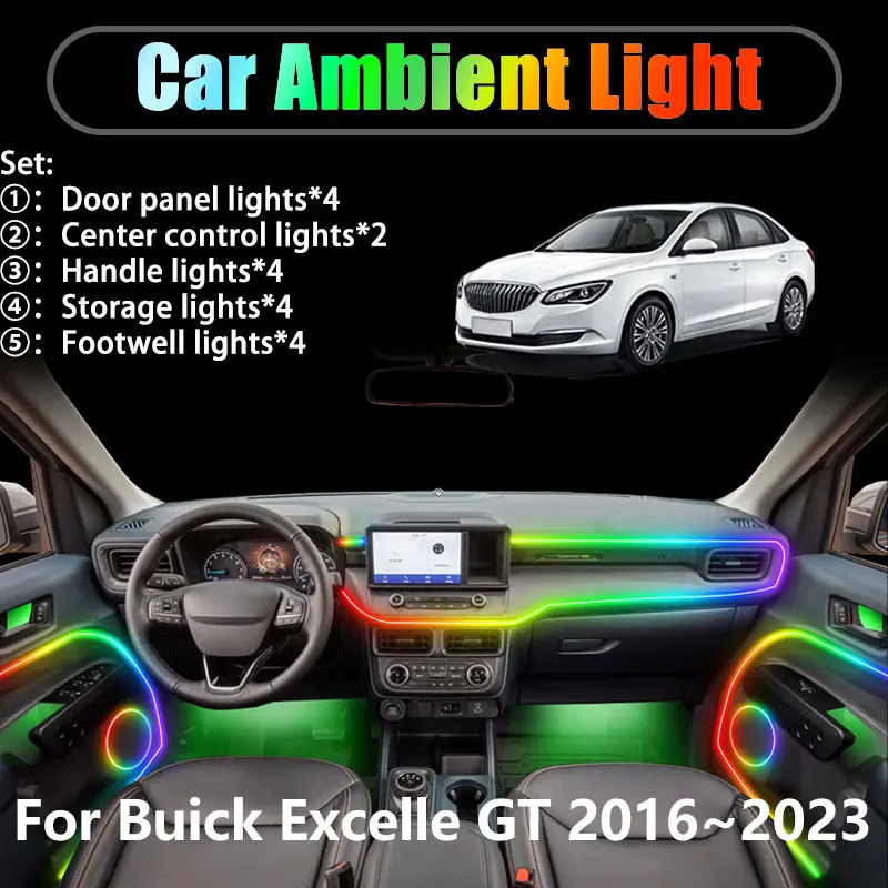 Для Buick Excelle GT GX 2016 ~ 2023 MK1 1 2/18 в 1 Автомобильное окружающее освещение Светодиодные внутренние светодиодные фонари багажника USB RGB Ensemble Streamer
Для Buick Excelle GT GX 2016 ~ 2023 MK1 1 2/18 в 1 Автомобильное окружающее освещение Светодиодные внутренние светодиодные фонари багажника USB RGB Ensemble Streamer