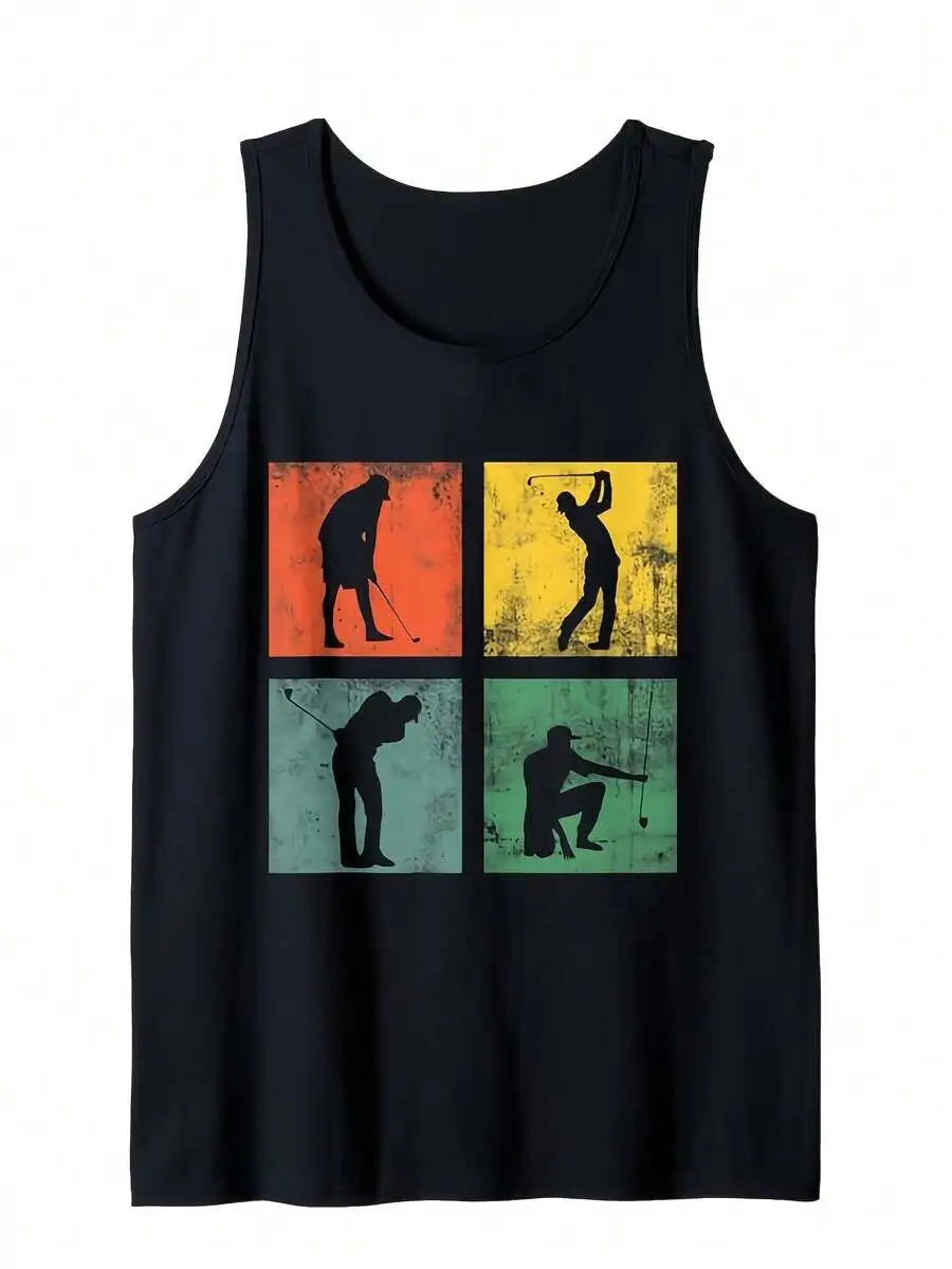Mens Polyester Sleeveless Golf Tank Top With Four-Color Swing Silhouette Print
Mens Polyester Sleeveless Golf Tank Top With Four-Color Swing Silhouette Print