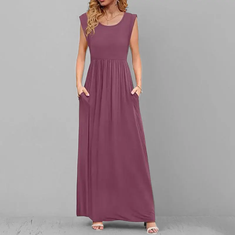 Summer Women's Elegant and Fashionable Solid Color V-neck Sleeveless Long Dress Style Simple and Comfortable Roupas Feminina
Summer Women's Elegant and Fashionable Solid Color V-neck Sleeveless Long Dress Style Simple and Comfortable Roupas Feminina