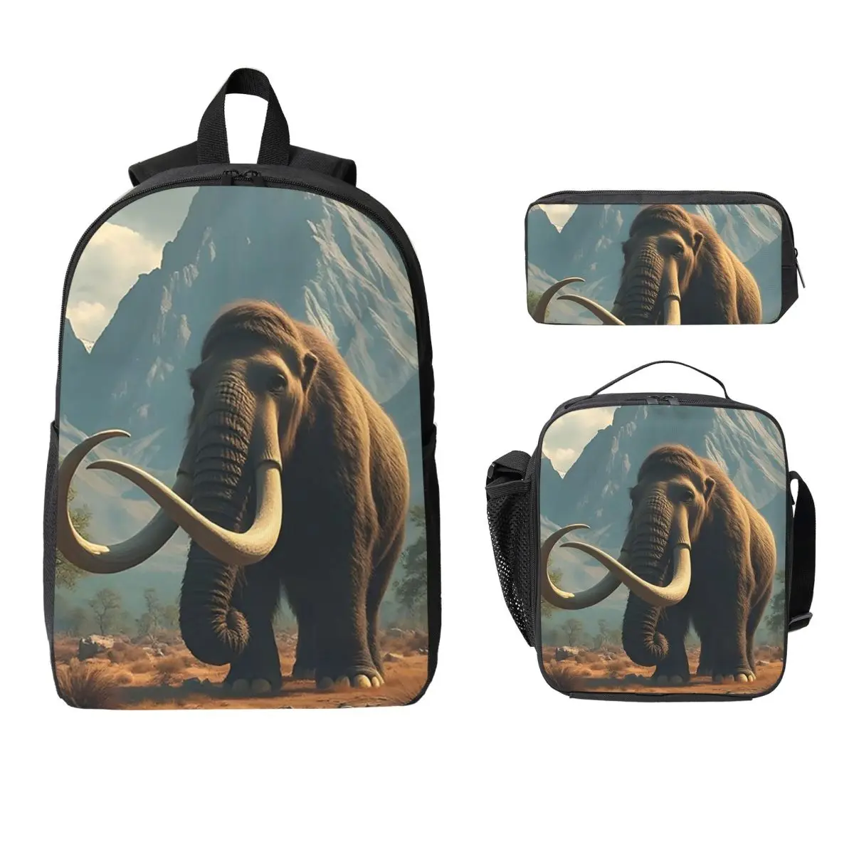 Рюкзак с доисторическим зверем Mammoth, студенческая сумка для книг для мальчиков и девочек, школьная сумка, сумки на плечо, изолированная сумка для обеда 3 шт., пенал
Рюкзак с доисторическим зверем Mammoth, студенческая сумка для книг для мальчиков и девочек, школьная сумка, сумки на плечо, изолированная сумка для обеда 3 шт., пенал