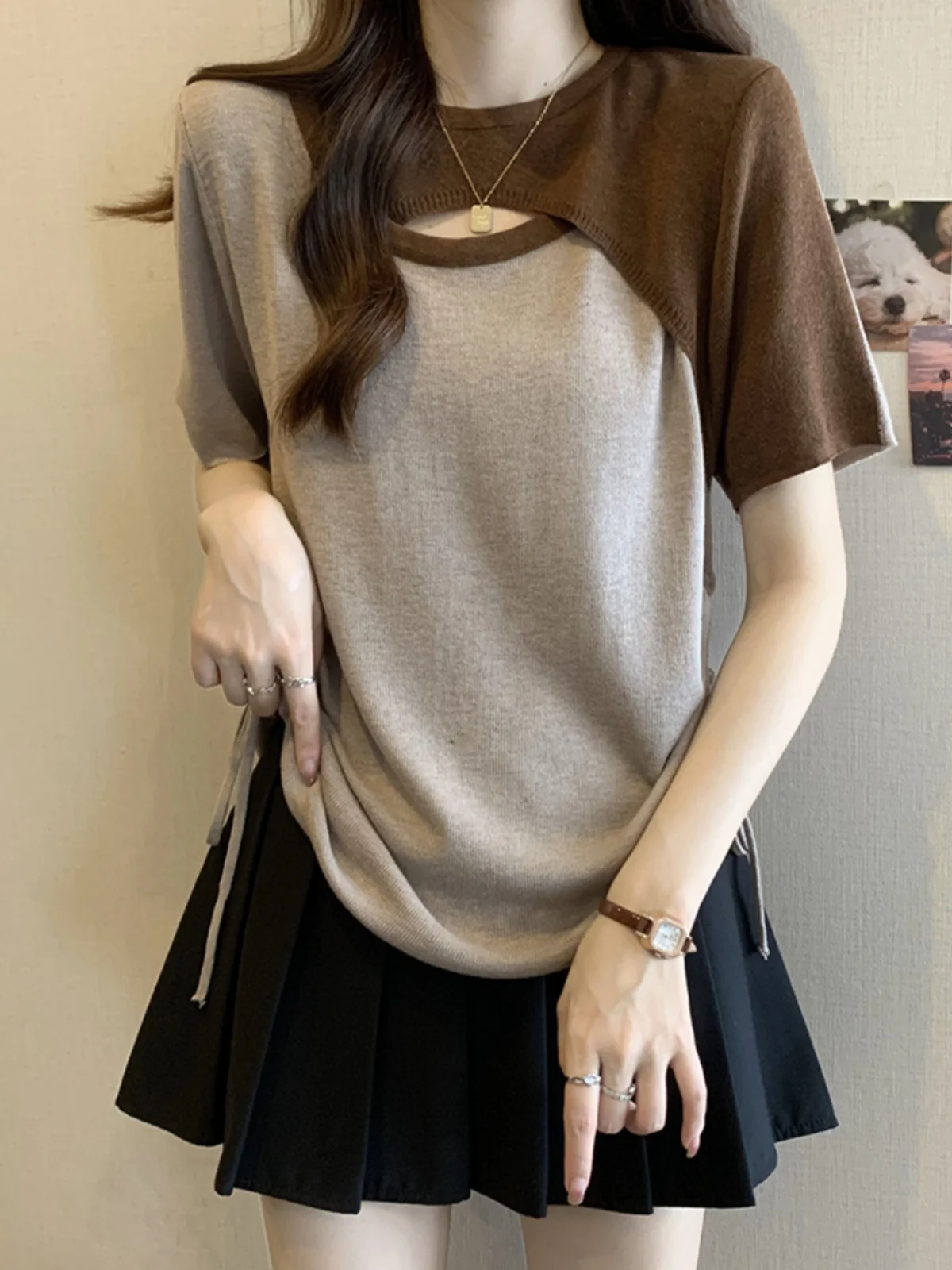 American Style Ice Silk Short Sleeve T-Shirt Women Summer plus Size Slimming Design Hollow out Top Elegant Beautiful Small Shirt
American Style Ice Silk Short Sleeve T-Shirt Women Summer plus Size Slimming Design Hollow out Top Elegant Beautiful Small Shirt