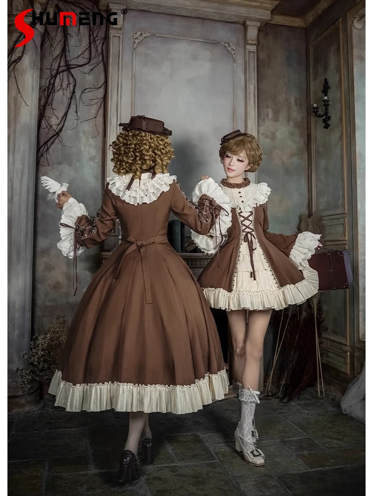 French Elegant Retro Court Style OP Dress Ruffles Spliced Stand Collar Flared Long Sleeves Lace-Up Slim Fit Lolita Dress Women
French Elegant Retro Court Style OP Dress Ruffles Spliced Stand Collar Flared Long Sleeves Lace-Up Slim Fit Lolita Dress Women