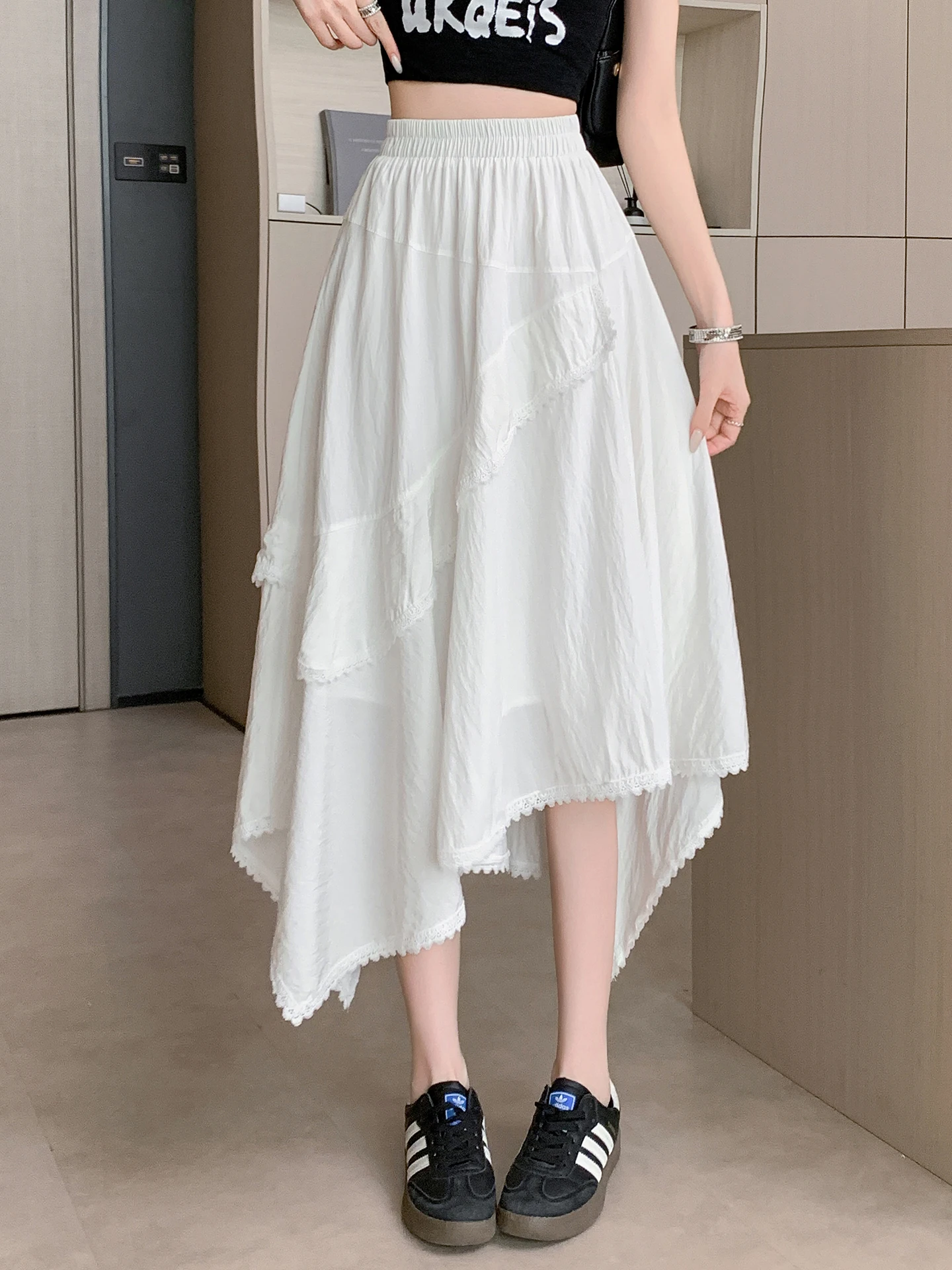 Asymmetric High Waist Lace Trim Layered A-Line Skirt Women's Summer Gown Fairy White Cake Skirt Draped Commute Style
Asymmetric High Waist Lace Trim Layered A-Line Skirt Women's Summer Gown Fairy White Cake Skirt Draped Commute Style