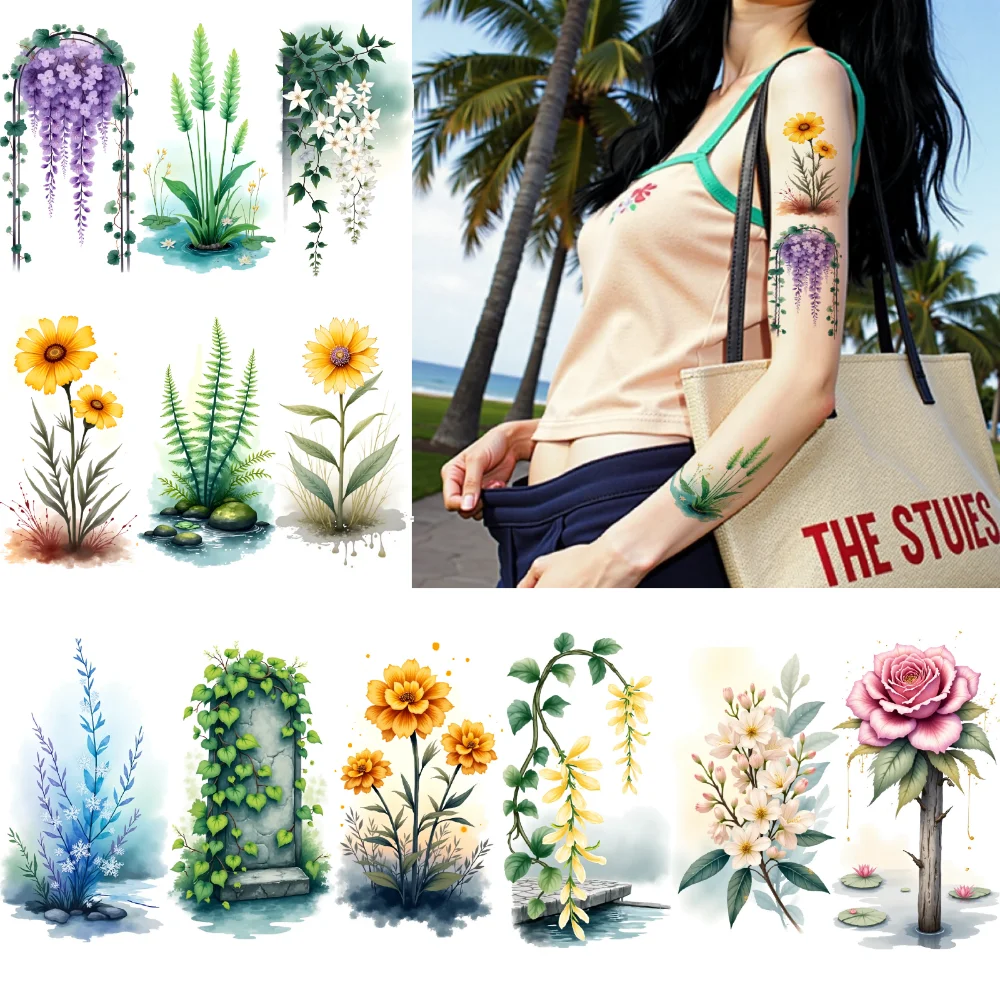 9 шт. временных татуировок с цветочными иллюстрациями, акварельные декоративные наклейки, временные тату-наклейки для плеч, груди, рук
9 шт. временных татуировок с цветочными иллюстрациями, акварельные декоративные наклейки, временные тату-наклейки для плеч, груди, рук