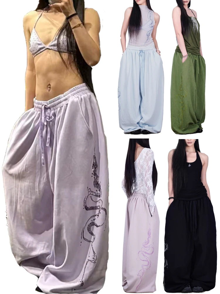 Loose Wide Leg Diamond Flashing American Purple Sweatpants Women Casual Jazz Dance Sporty Hip Hop Trendy Cotton Blend
Loose Wide Leg Diamond Flashing American Purple Sweatpants Women Casual Jazz Dance Sporty Hip Hop Trendy Cotton Blend