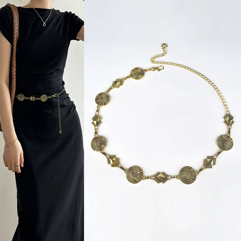 Women's Metal Waist Chain Retro Style Gold Adjustable Buckle Long Waist Belt Dress Body Chain Accessories Decorative Chain Belt
Women's Metal Waist Chain Retro Style Gold Adjustable Buckle Long Waist Belt Dress Body Chain Accessories Decorative Chain Belt