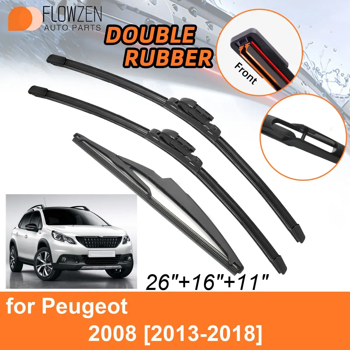 Двойные резиновые автомобильные дворники для Peugeot 2008 2013-2018, передние и задние щетки, аксессуары для лобового стекла 2013, 2014, 2015, 2016, 2017, 2018
Двойные резиновые автомобильные дворники для Peugeot 2008 2013-2018, передние и задние щетки, аксессуары для лобового стекла 2013, 2014, 2015, 2016, 2017, 2018