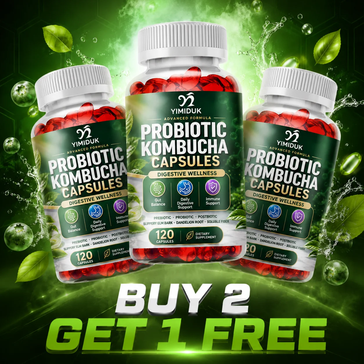 High Absorption Probiotic Kombucha Capsules with 50 Billion CFU, Supports Gut Balance, Digestion, Debloating & Immune Wellness
High Absorption Probiotic Kombucha Capsules with 50 Billion CFU, Supports Gut Balance, Digestion, Debloating & Immune Wellness