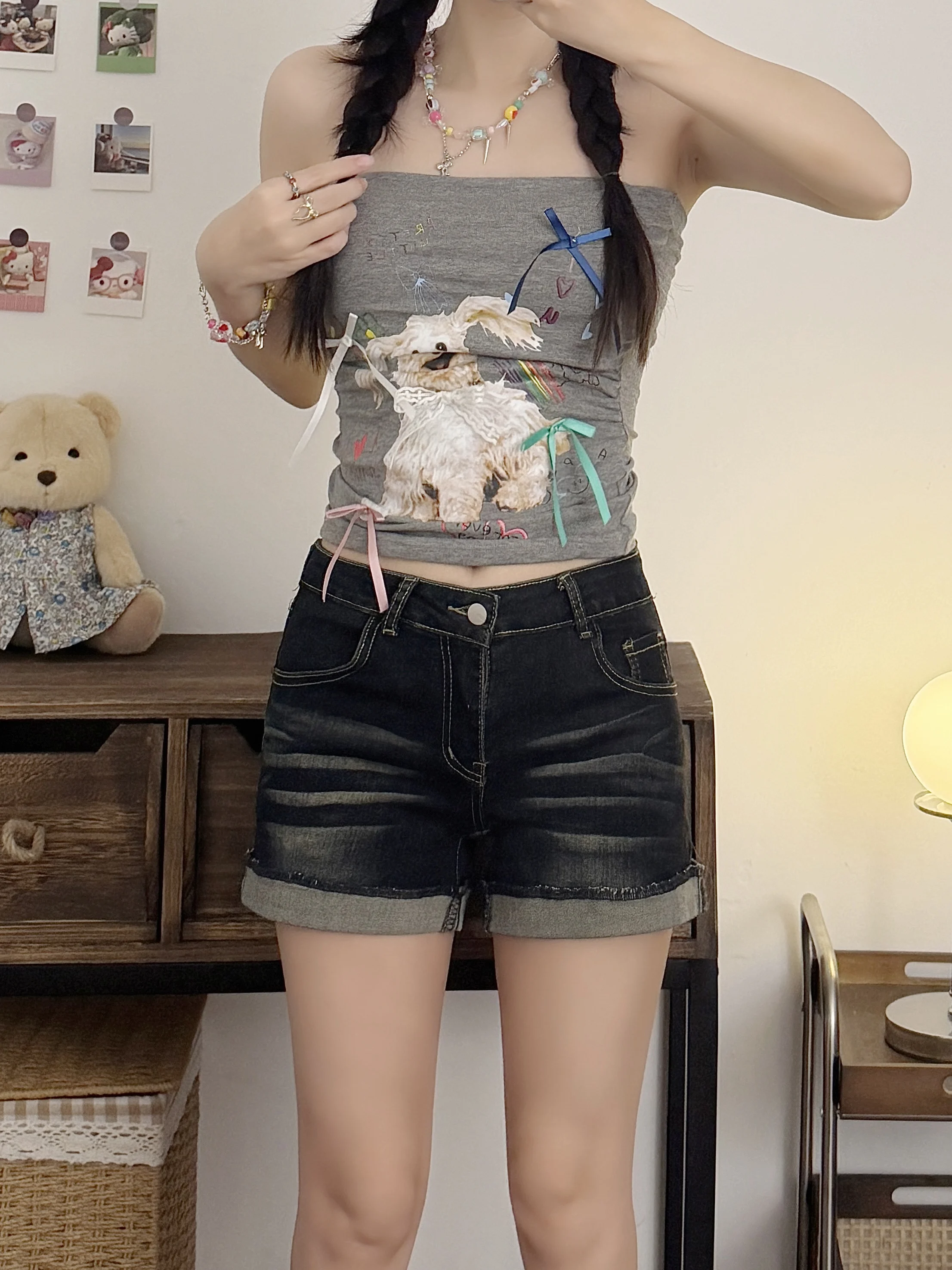 American Street Style Hot Girl Denim Super Shorts Women's plus Size Summer High Waist Slimming Elastic Wrap around Hot Pants
American Street Style Hot Girl Denim Super Shorts Women's plus Size Summer High Waist Slimming Elastic Wrap around Hot Pants