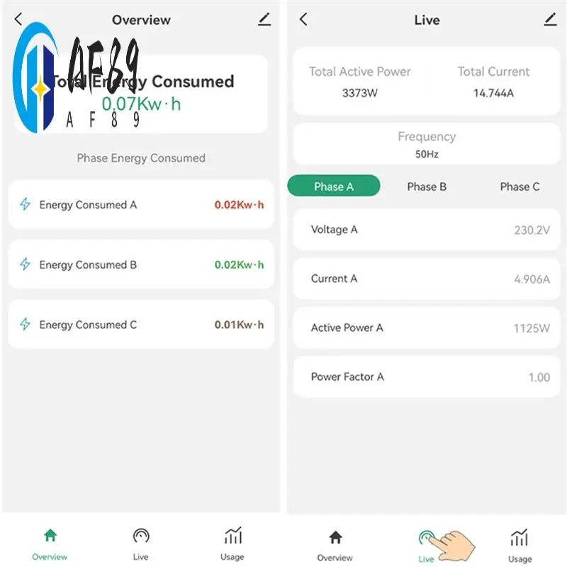 AF89-Tuya Smart Life Одиночный 3-фазный Wi-Fi счетчик энергии кВтч Зажим мощности Трансформатор тока Монитор использования мощности
AF89-Tuya Smart Life Одиночный 3-фазный Wi-Fi счетчик энергии кВтч Зажим мощности Трансформатор тока Монитор использования мощности