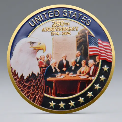 USA 250th Anniversary Gold Plated Commemorative Coin 1776-2026  White House Souvenir Coin