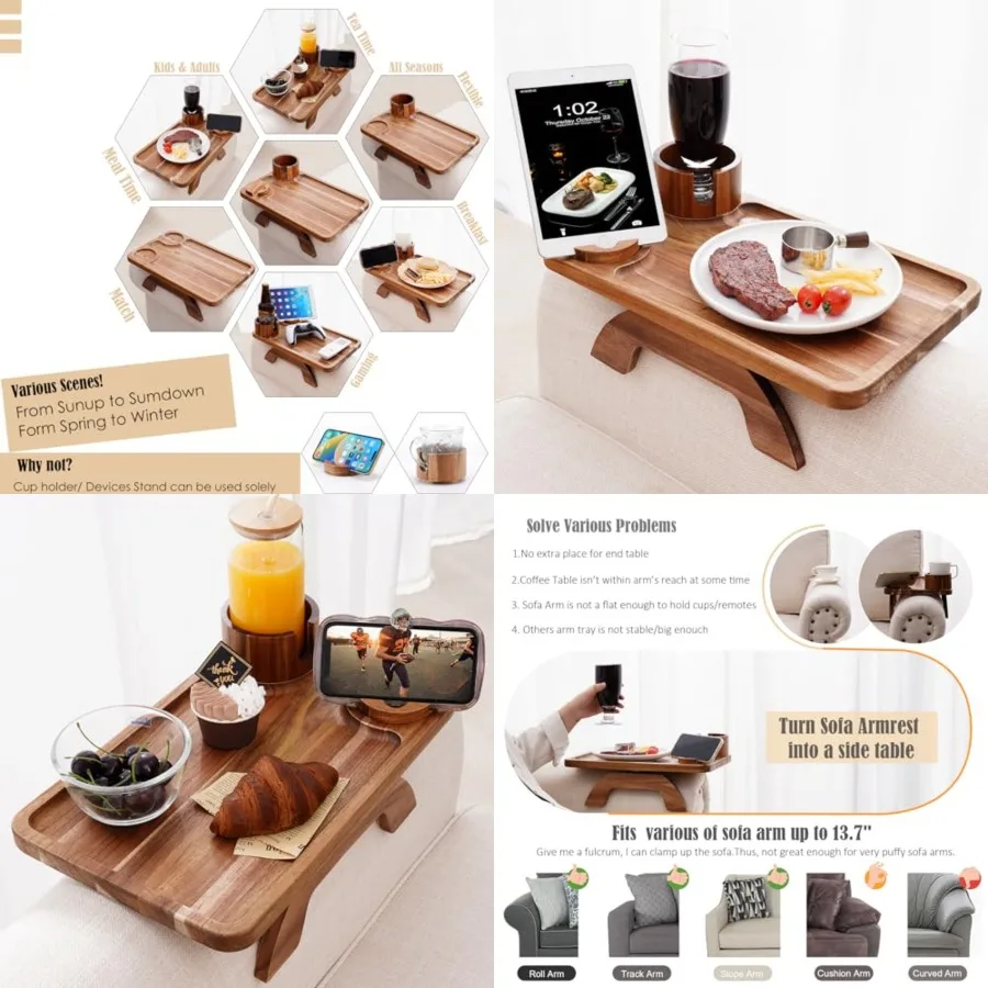 Couch Cup Holder Tray, 3 in 1 Large 15.36"x9.85" Sofa Arm Clip on Tray Table 360°Rotated Phone Holder on Armrest
Couch Cup Holder Tray, 3 in 1 Large 15.36"x9.85" Sofa Arm Clip on Tray Table 360°Rotated Phone Holder on Armrest