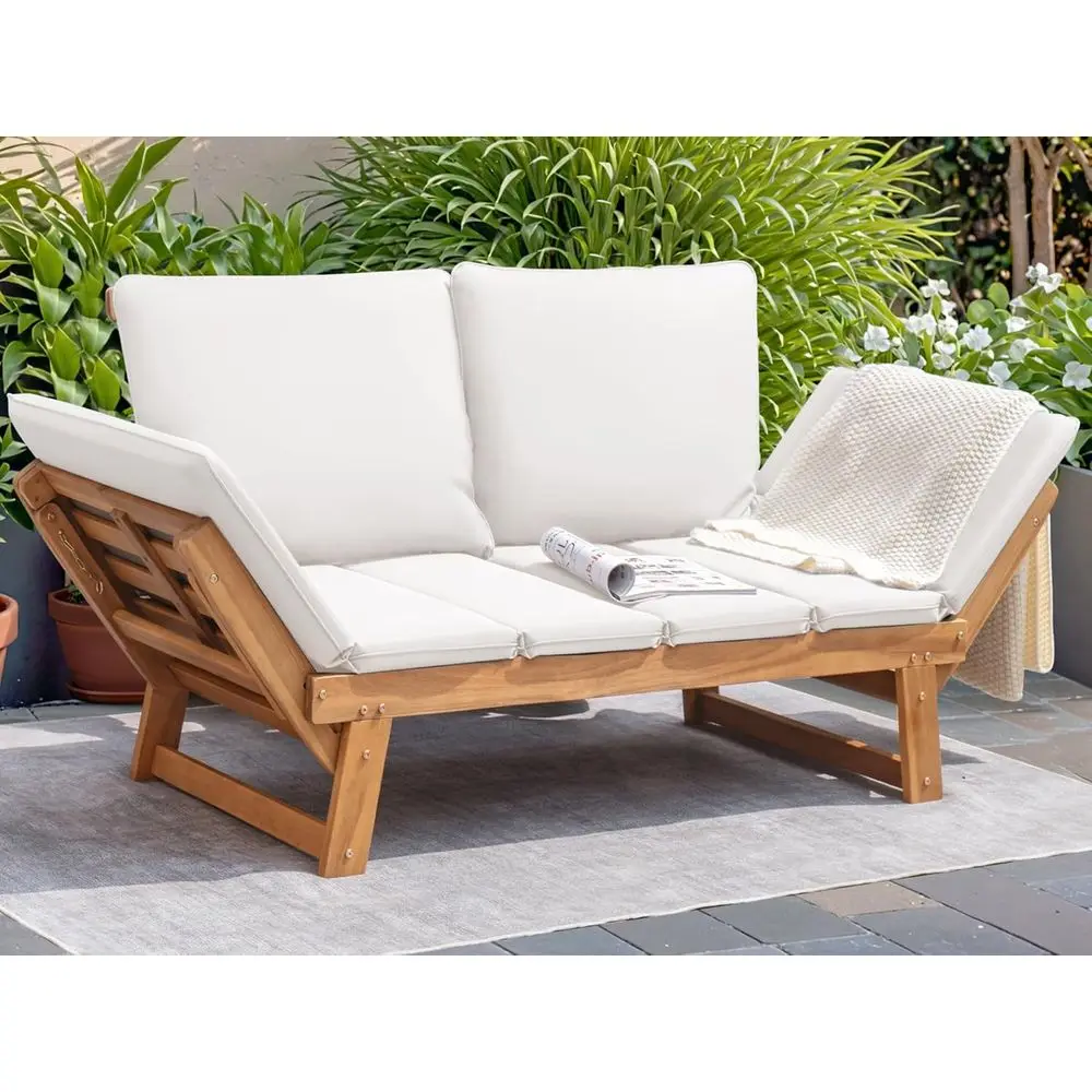 Outdoor Couch Acacia Wood Patio Couch with Adjustable Armrests, Outdoor Convertible Soa with Removable Cushions & Pillows or Pat
Outdoor Couch Acacia Wood Patio Couch with Adjustable Armrests, Outdoor Convertible Soa with Removable Cushions & Pillows or Pat
