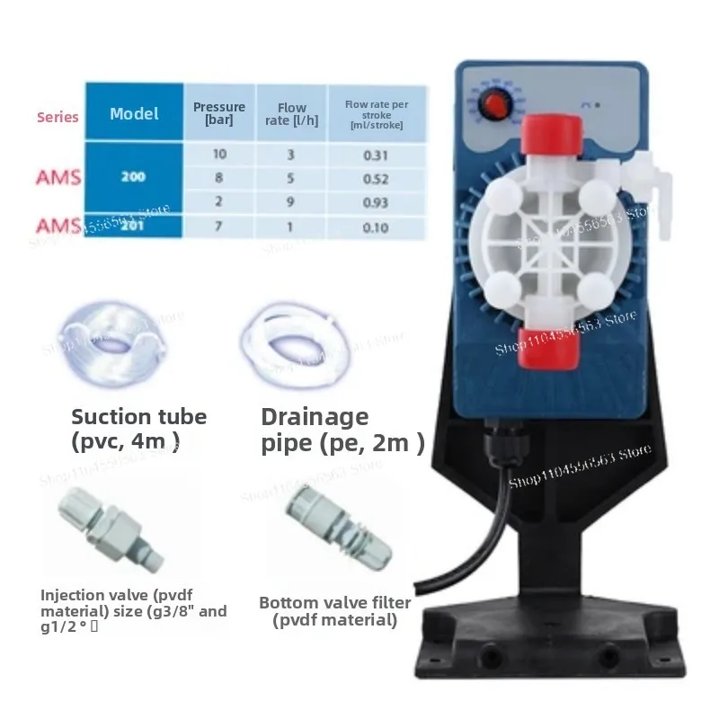 AMS200 Manual Metering Pump – 9L/H 10bar, PTFE Diaphragm, PVDF Head, Corrosion‑Resistant for Chemical Dosing
AMS200 Manual Metering Pump – 9L/H 10bar, PTFE Diaphragm, PVDF Head, Corrosion‑Resistant for Chemical Dosing