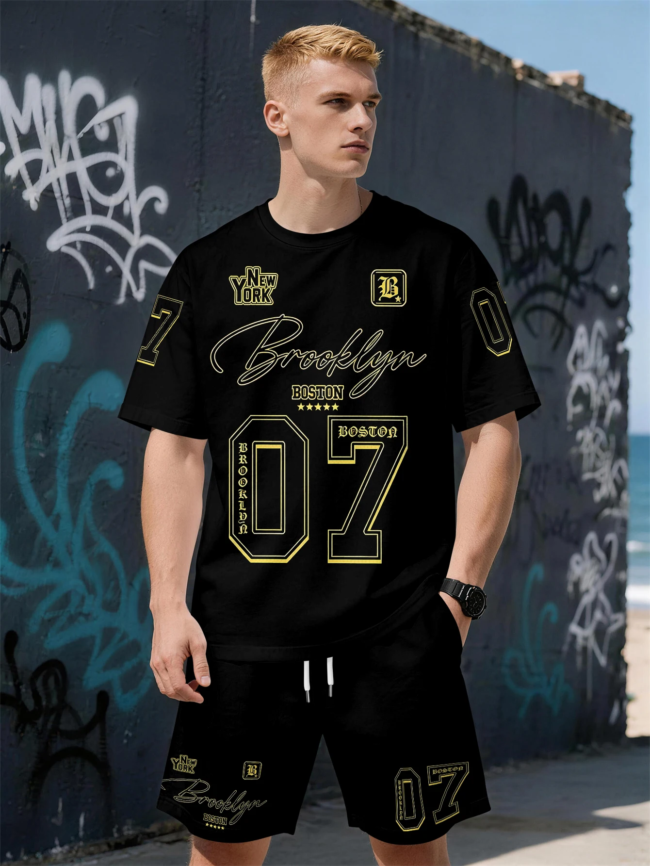 2026 Summer New Men's Short-Sleeved Set with 3D Letter Print Pattern - Fashionable Street Style Comfortable Lightweight Soft
2026 Summer New Men's Short-Sleeved Set with 3D Letter Print Pattern - Fashionable Street Style Comfortable Lightweight Soft