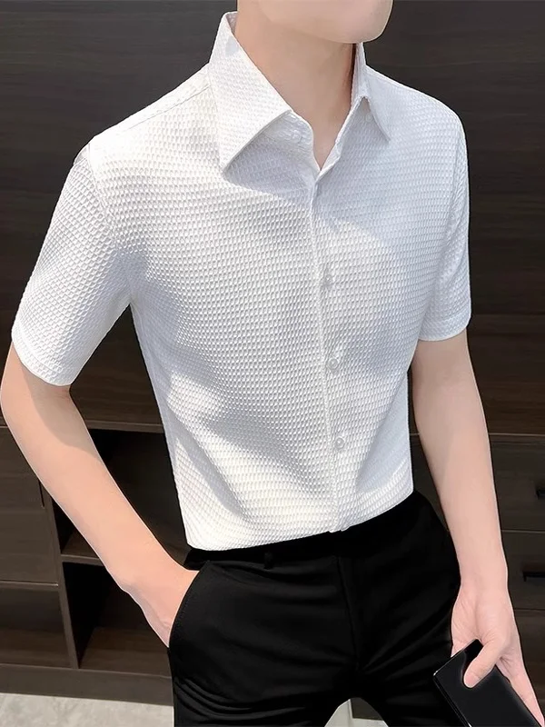 Summer Men's Casual Thin Short Sleeve Shirt Business Commuter Style Standard Fit Non-ironed Pure Color Korean Version
Summer Men's Casual Thin Short Sleeve Shirt Business Commuter Style Standard Fit Non-ironed Pure Color Korean Version
