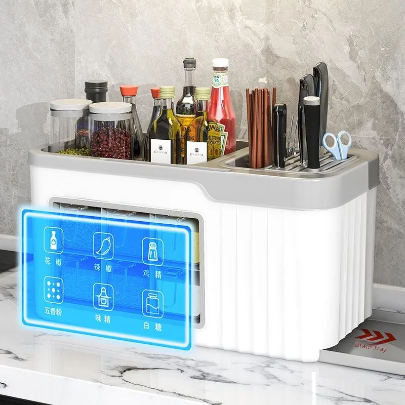 Kitchen Storage Rack Spice Box Multi-Function Chopsticks Knife Holder with Lid Combination Storage Box Set Plastic Material
Kitchen Storage Rack Spice Box Multi-Function Chopsticks Knife Holder with Lid Combination Storage Box Set Plastic Material