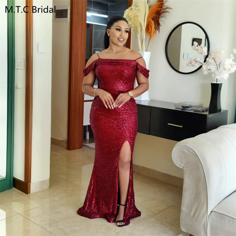 Shiny Burgundy Long Evening Dress With Split Spaghetti Straps Mermaid Special Occasion Gowns For Women Plus Size Robe De Soiree
Shiny Burgundy Long Evening Dress With Split Spaghetti Straps Mermaid Special Occasion Gowns For Women Plus Size Robe De Soiree