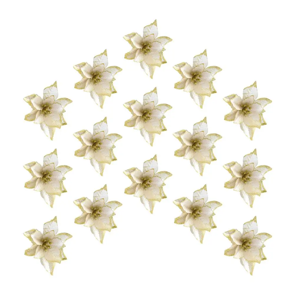 15 Pcs Golden Christmas Flowers 13cm Artificial Simulated Xmas Tree Decorations Plastic Craftsmanship Home Layout
15 Pcs Golden Christmas Flowers 13cm Artificial Simulated Xmas Tree Decorations Plastic Craftsmanship Home Layout