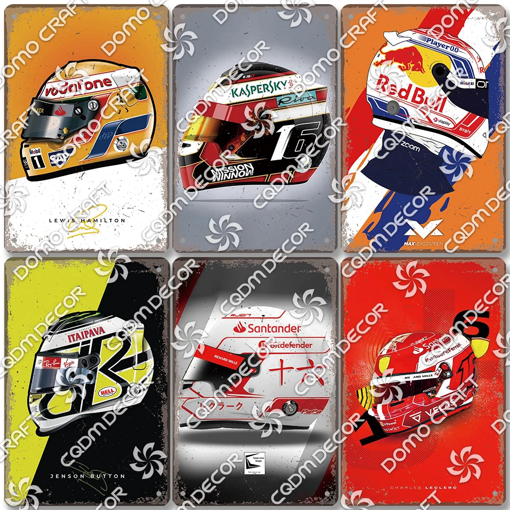 F1 Racer Helmet Plates Tin Sign Vintage Sport Car Helemts Poster Metal Plaque Wall Art Decor for Garage Racing Club Bar Pub Home
F1 Racer Helmet Plates Tin Sign Vintage Sport Car Helemts Poster Metal Plaque Wall Art Decor for Garage Racing Club Bar Pub Home