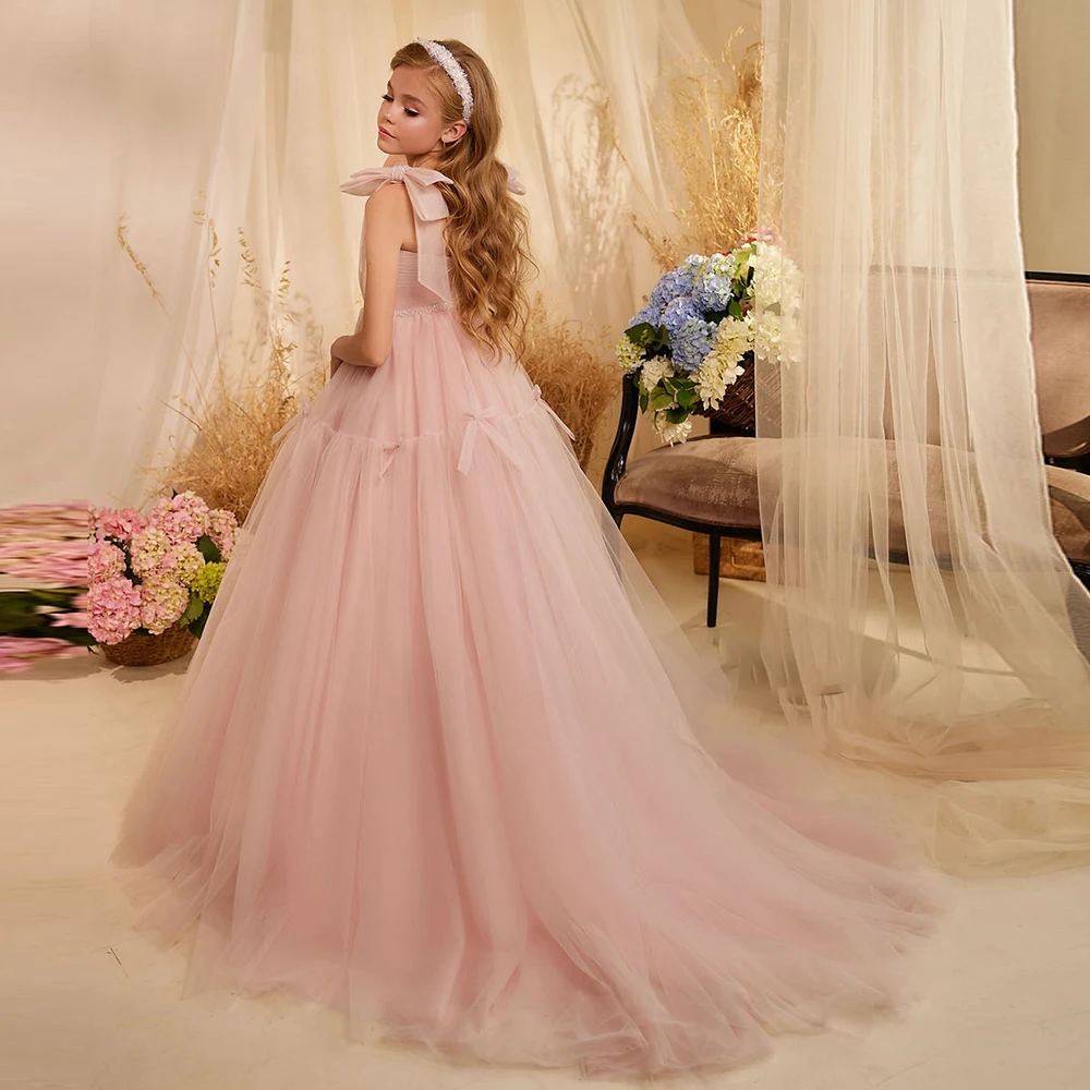 Suspenders Flower Girl Dress For Wedding Pink Tulle Bow Floor Length Cute Kids Birthday Party Dress Princess Pageant Ball Gowns
Suspenders Flower Girl Dress For Wedding Pink Tulle Bow Floor Length Cute Kids Birthday Party Dress Princess Pageant Ball Gowns