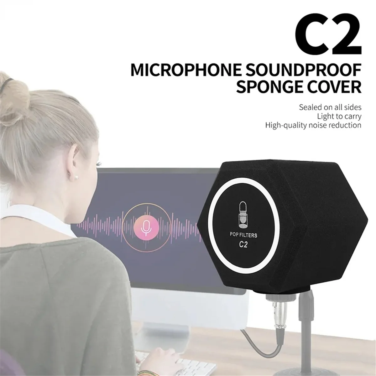 C2 Microphone Pop-Filter Wind Shield Acoustic for Record Studios Mic Sound-Absorbing Foam Vocal Isolation BallHUG
C2 Microphone Pop-Filter Wind Shield Acoustic for Record Studios Mic Sound-Absorbing Foam Vocal Isolation BallHUG