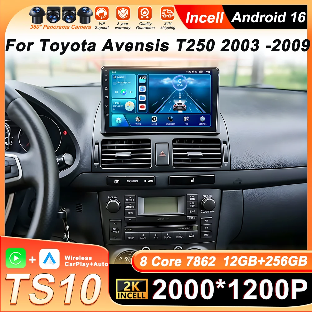 Автомагнитола Android 16 с экраном для Toyota Avensis T250 2003-2009, беспроводной Carplay, GPS-навигация, 4G Wi-Fi, 8-ядерный процессор, BT, DSP
Автомагнитола Android 16 с экраном для Toyota Avensis T250 2003-2009, беспроводной Carplay, GPS-навигация, 4G Wi-Fi, 8-ядерный процессор, BT, DSP