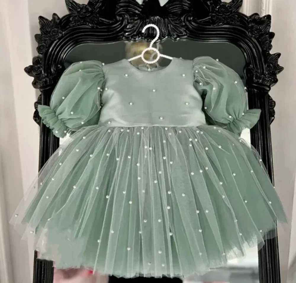 Customized Green Flower Girl Dresses For Wedding Pearls Short Sleeves Pearls Bow Child Birthday Party Formal Events Ball Gown
Customized Green Flower Girl Dresses For Wedding Pearls Short Sleeves Pearls Bow Child Birthday Party Formal Events Ball Gown