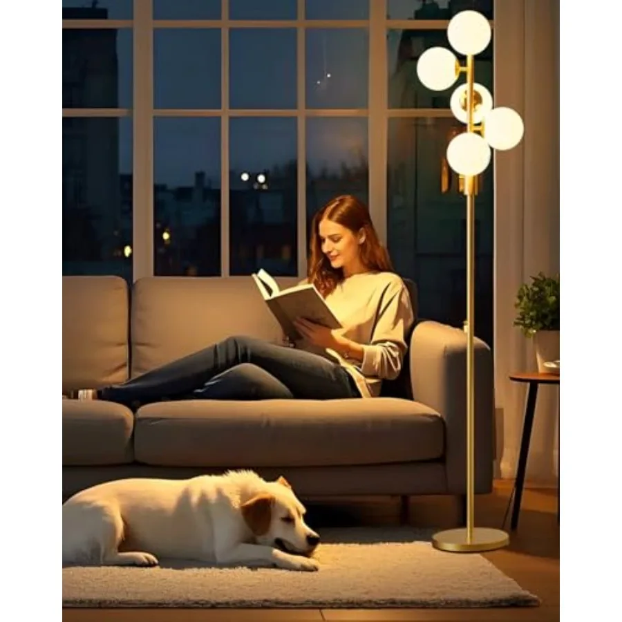 Dimmable Globe Floor Lamp Mid Century Modern Floor Lamp with 5Pcs 3000K G9 Bulbs Stepless Brightness Adjustable Gold Standing L
Dimmable Globe Floor Lamp Mid Century Modern Floor Lamp with 5Pcs 3000K G9 Bulbs Stepless Brightness Adjustable Gold Standing L