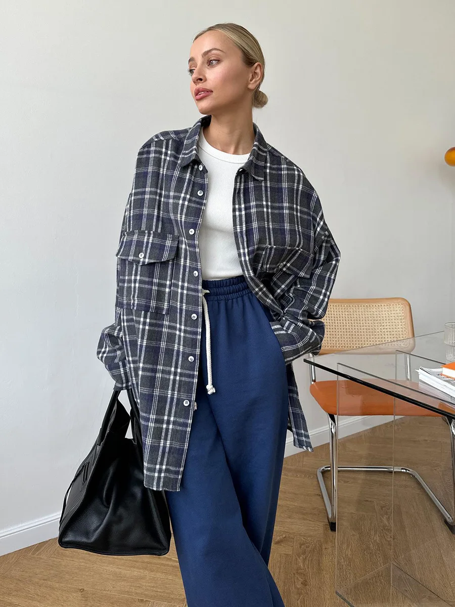 DriftWear Plaid Shirt Women's Retro Double Pocket Checkered Striped Long Shirt Long Sleeves Tops Vintage Single Breasted Blouses
DriftWear Plaid Shirt Women's Retro Double Pocket Checkered Striped Long Shirt Long Sleeves Tops Vintage Single Breasted Blouses