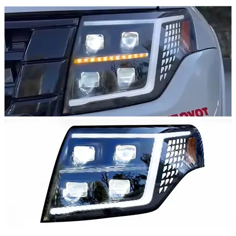 Carro modificar lâmpada automática 2005-2021 ano atualização para mitsubishi pajero v93 v97 led conjunto de farol dianteiro modificado 4 lente