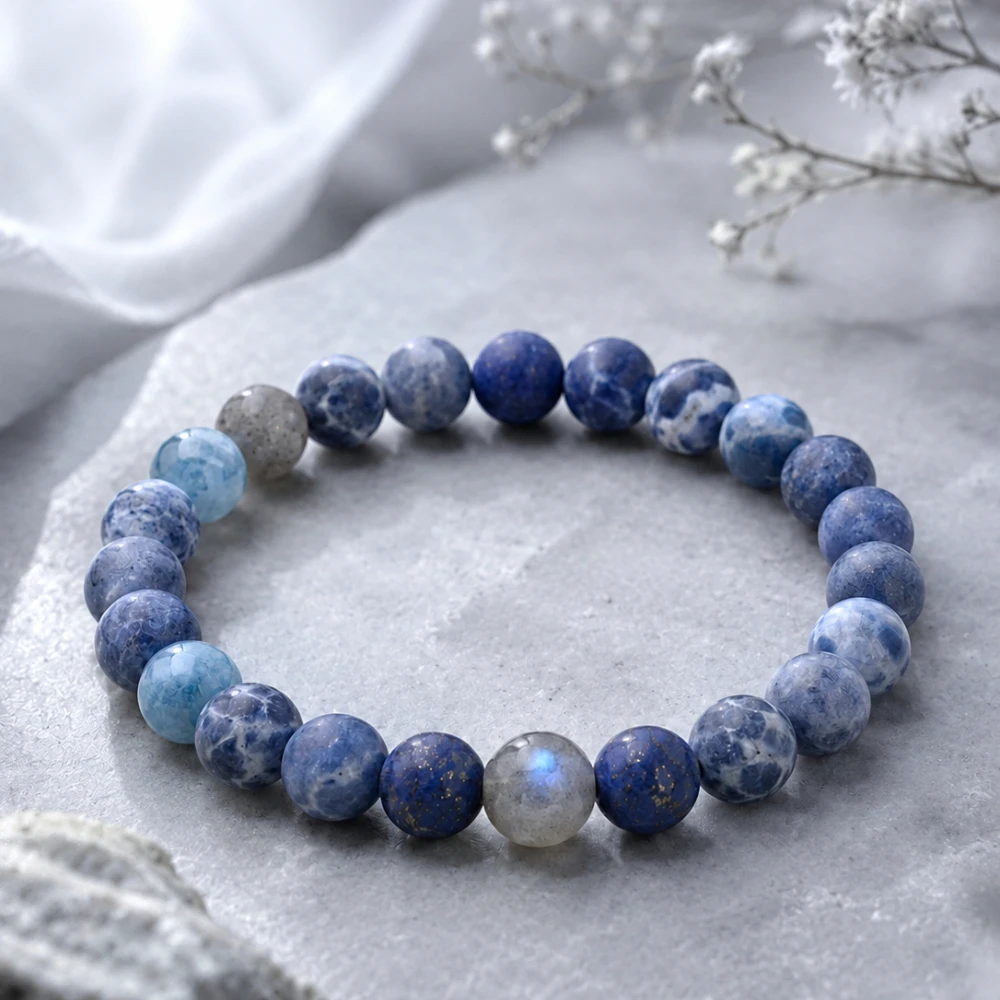 Natural Stone Bracelet for Men and Women, Matte Sodalite Lapis Lazuli Beaded Jewelry Gift
Natural Stone Bracelet for Men and Women, Matte Sodalite Lapis Lazuli Beaded Jewelry Gift
