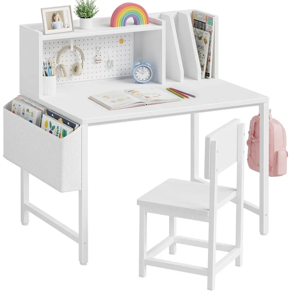 Kids Desk and Chair Set or 6-12 Year Old, Children Study Desk with Hutch and Pegboard, Student Writing Table with Storage Shel o
Kids Desk and Chair Set or 6-12 Year Old, Children Study Desk with Hutch and Pegboard, Student Writing Table with Storage Shel o