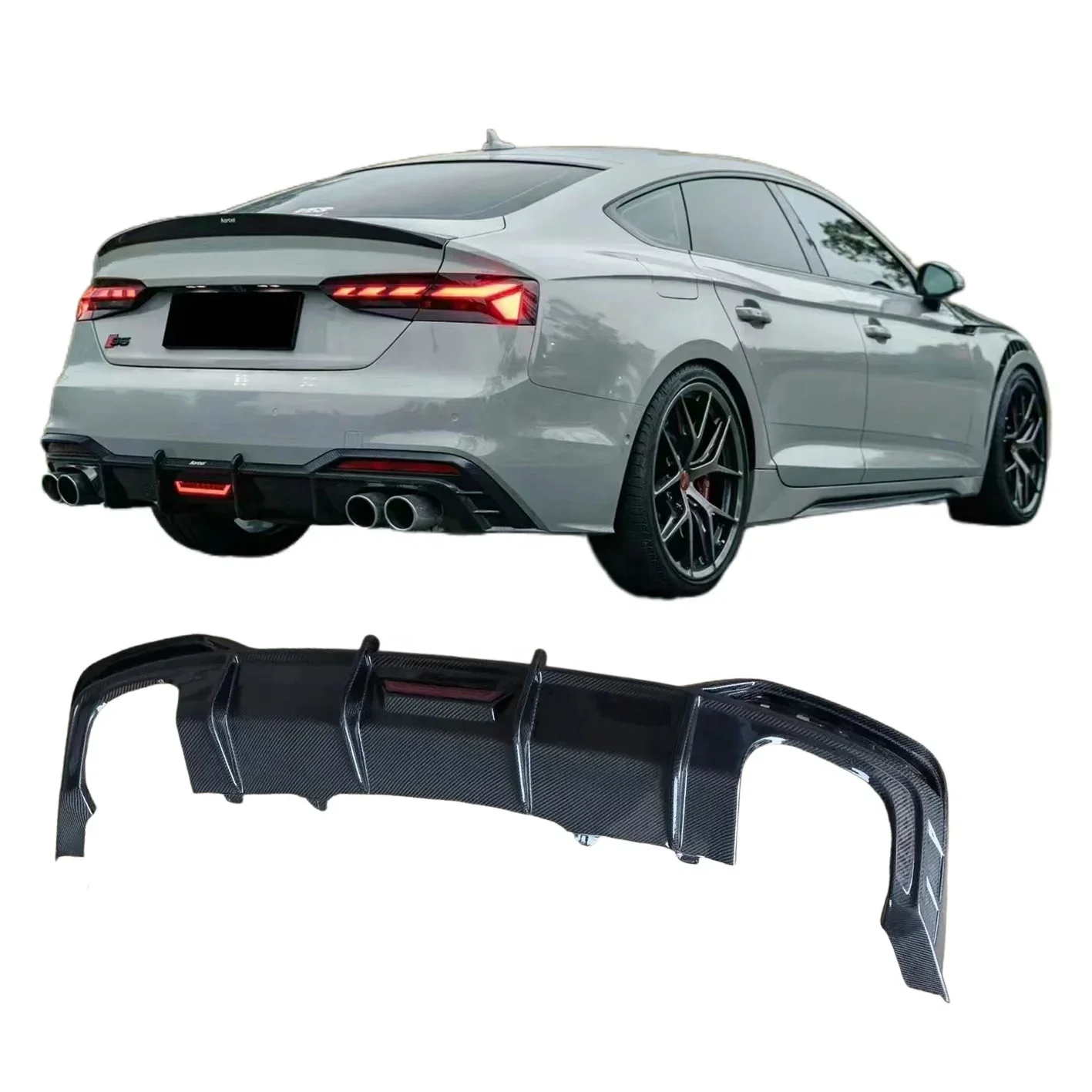 Carbon Fiber Rear Diffuser Lip with LED Light Suitable for Audi A5 B8.5 S5 2020-2021
Carbon Fiber Rear Diffuser Lip with LED Light Suitable for Audi A5 B8.5 S5 2020-2021