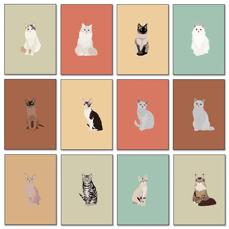 Nordic Cute Siamese Sphynx Scottish Fold Cats Illustrations Poster Minimalist Kawaii Animal Wall Art Diamond Painting Home Dec
Nordic Cute Siamese Sphynx Scottish Fold Cats Illustrations Poster Minimalist Kawaii Animal Wall Art Diamond Painting Home Dec