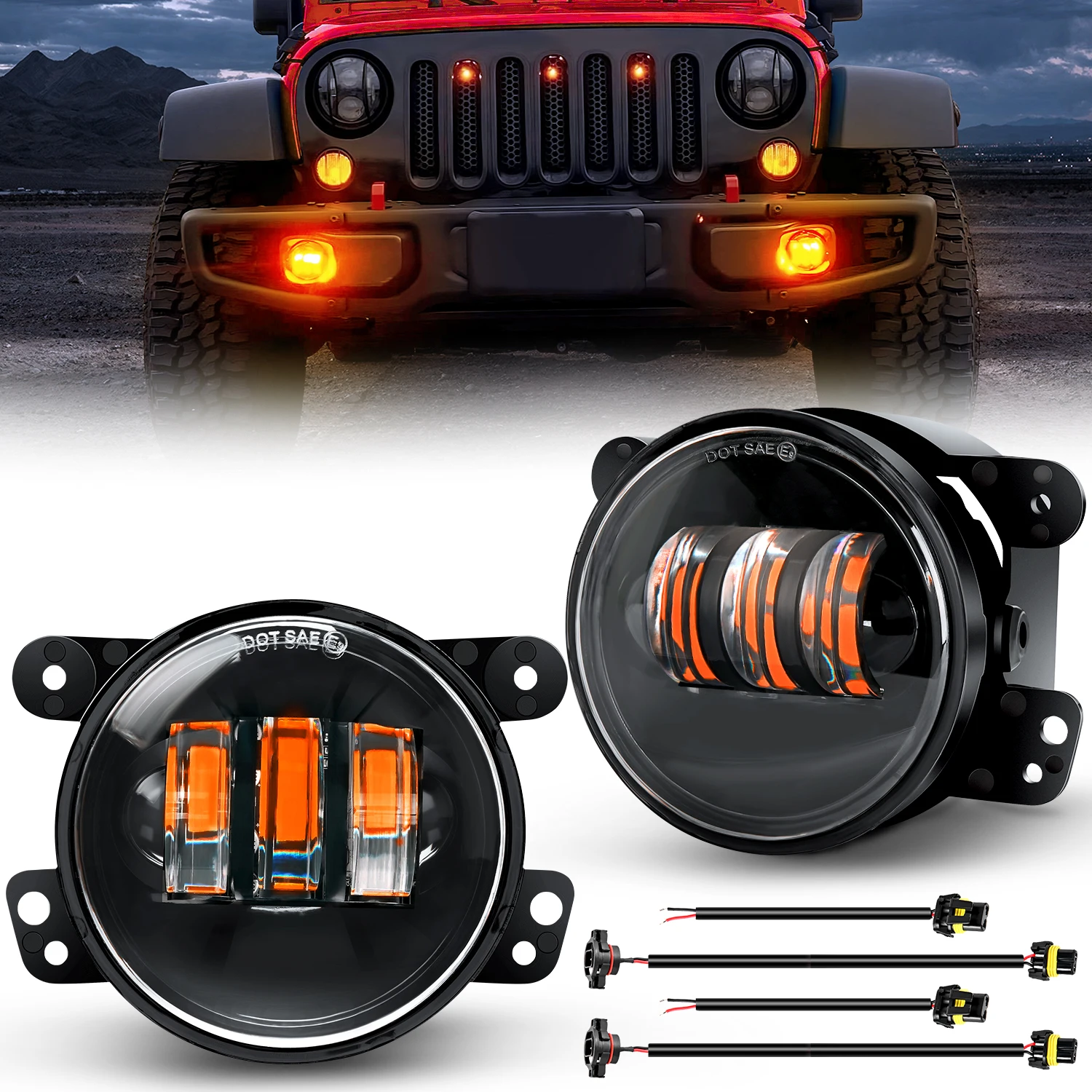 Nilight 4 Inch Round Yellow LED Fog Lamp DRL Halo Ring Off Road Light For Jeep Wrangler JK TJ 2PCS 6000LM High Power Front Bumper Lamp
Nilight 4 Inch Round Yellow LED Fog Lamp DRL Halo Ring Off Road Light For Jeep Wrangler JK TJ 2PCS 6000LM High Power Front Bumper Lamp