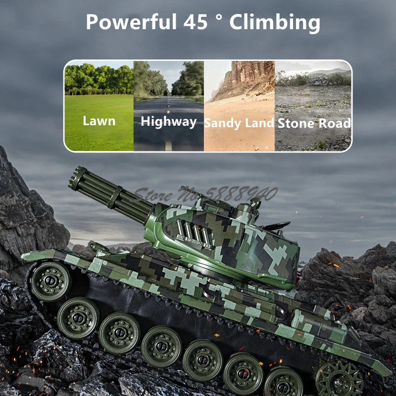 Launching Bullets To Combat Remote Control Tank Soft Elastic Spray 360° Rotation Simulate Smoking One Key Demo RC Tank Model Toy
Launching Bullets To Combat Remote Control Tank Soft Elastic Spray 360° Rotation Simulate Smoking One Key Demo RC Tank Model Toy