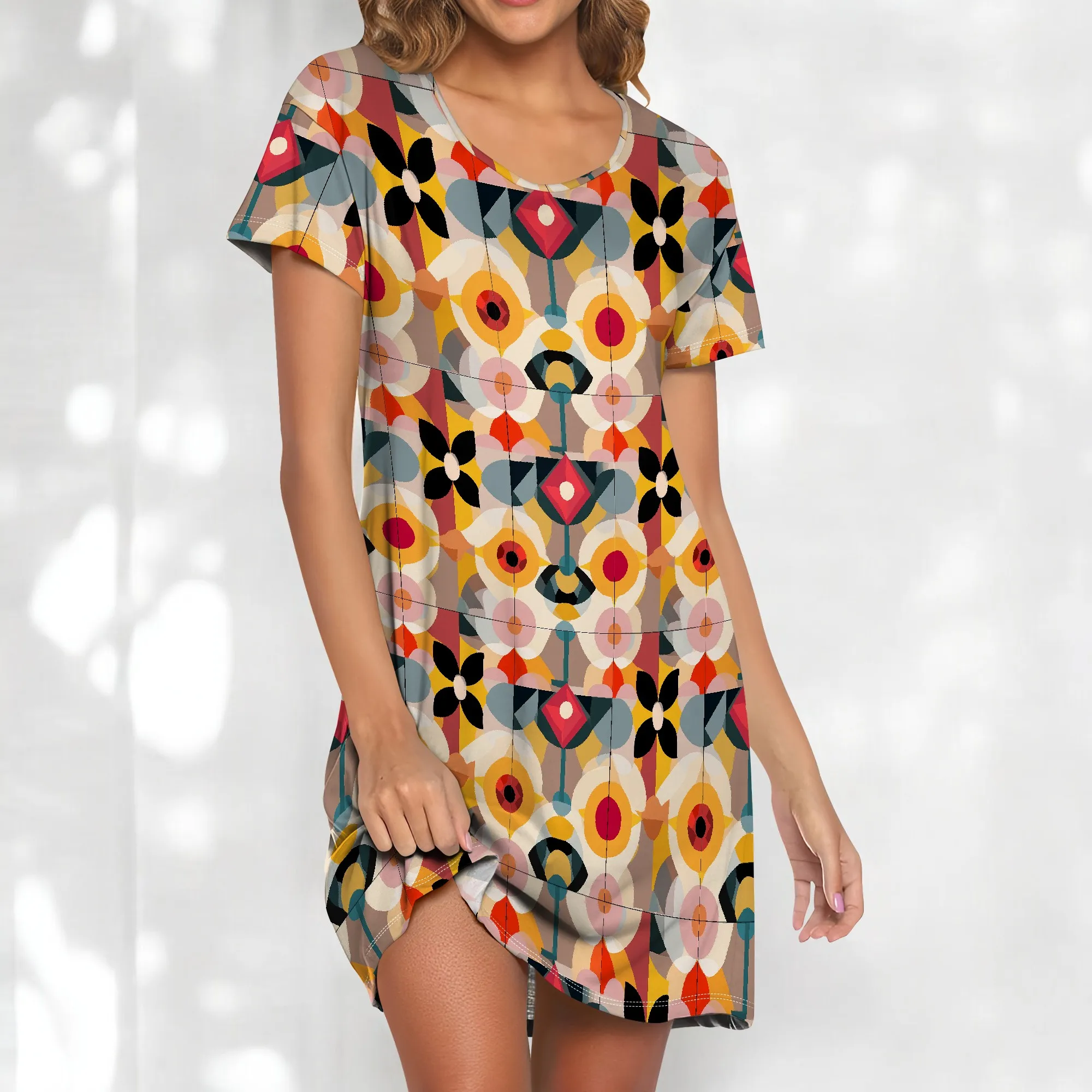 Plus Size Geometric Print Dress Short Sleeve Casual Sundress S-3XL Colorful Summer Look for Vacation or Party
Plus Size Geometric Print Dress Short Sleeve Casual Sundress S-3XL Colorful Summer Look for Vacation or Party