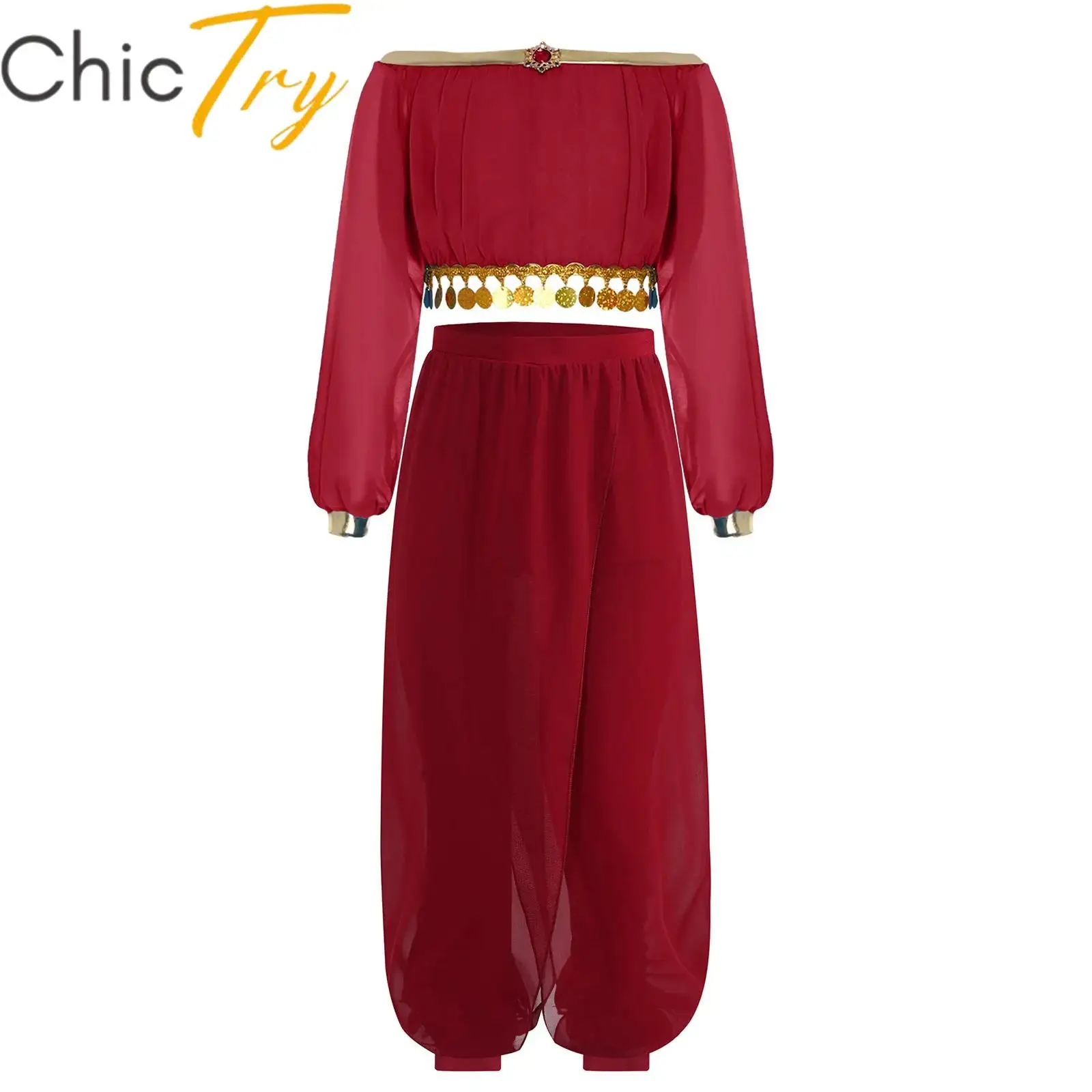 Kids Girls Belly Dance Sets Arab Princess Costume Cosplay Suit Sequin Tassels Rhinestone Long Sleeve Crop Top and Chiffon Pants
Kids Girls Belly Dance Sets Arab Princess Costume Cosplay Suit Sequin Tassels Rhinestone Long Sleeve Crop Top and Chiffon Pants