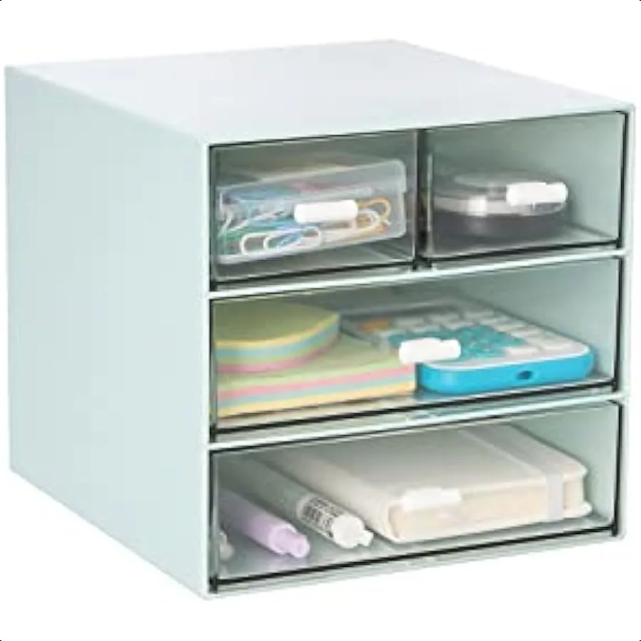Desk Organizer with 4 Drawers Clear Plastic Desk Storage Box Desktop Organization for Office Supplies Gel Pens Pencils Markers
Desk Organizer with 4 Drawers Clear Plastic Desk Storage Box Desktop Organization for Office Supplies Gel Pens Pencils Markers