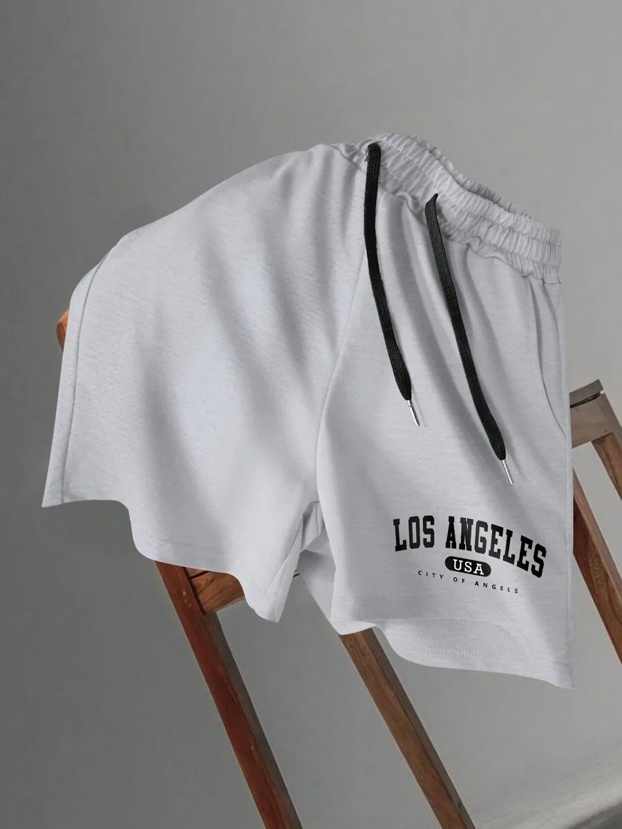 White Mens Los Angeles Print Sweat Shorts With Black Drawstring Waist
White Mens Los Angeles Print Sweat Shorts With Black Drawstring Waist