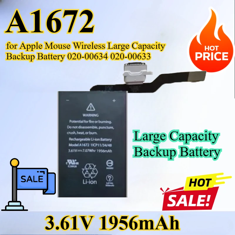 3.61V 1956mAh A1672 A1657 Suitable for Apple Mouse Wireless Large Capacity Backup Battery 020-00634 020-00633
3.61V 1956mAh A1672 A1657 Suitable for Apple Mouse Wireless Large Capacity Backup Battery 020-00634 020-00633