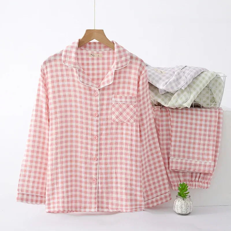 MIANDUONI Pajamas Spring And Autumn Cotton Double-Layer Gauze Women Can Wear Plaid Set Simple Japanese Style
MIANDUONI Pajamas Spring And Autumn Cotton Double-Layer Gauze Women Can Wear Plaid Set Simple Japanese Style